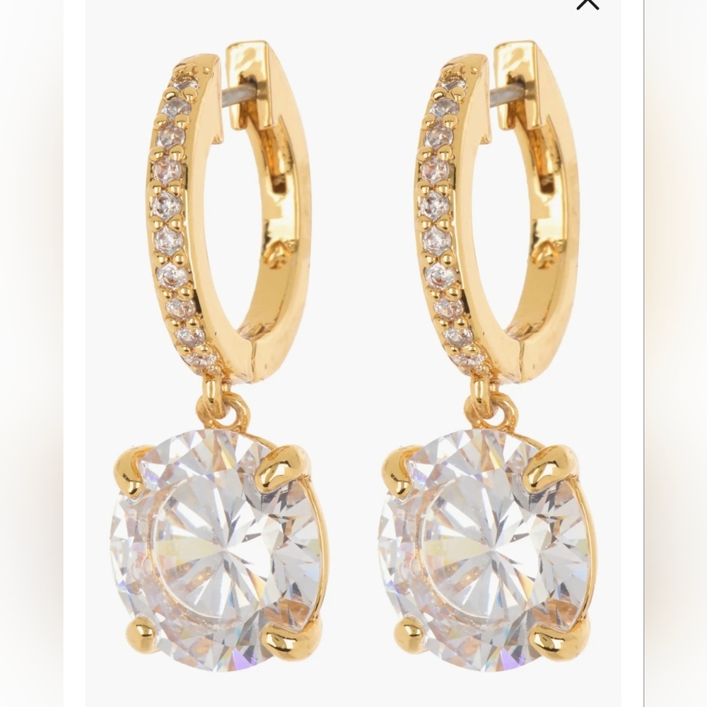NWT Kate Spade That Sparkle Huggies Earrings - Gold